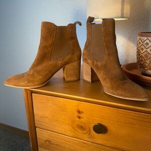 Steve Madden Cognac Suede Ankle Booties